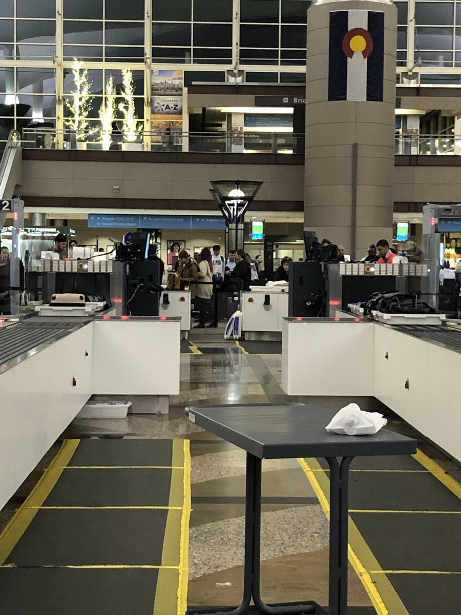 COmpMathematics's tweet photo. DIA HAS IMPLEMENTED AI SECURITY SCANNING. THIS IS NOT A DRILL. NO ONE IS WATCHING THE XRAY MONITORS.
The new queuing system is a leap forward in efficiency, but this is crazy... #ai #automation #denver #dia #denverairport #airportsecurity #tsa #robots #ml #datascience #xrayscan https://t.co/cwa54S4j5K