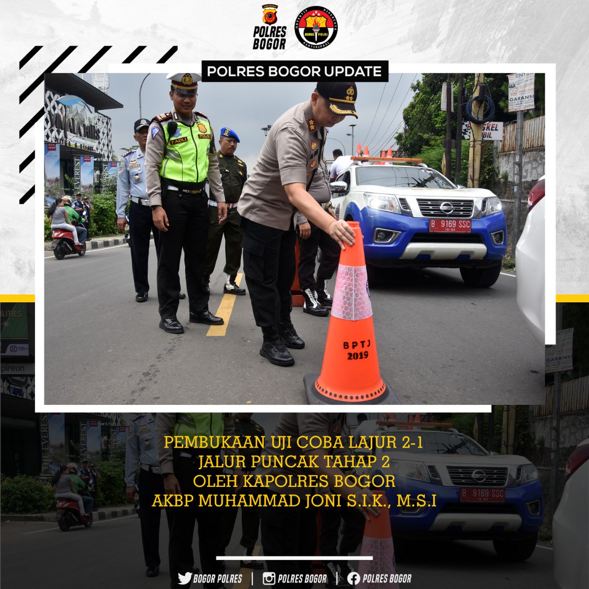 Ryan63944934's tweet photo. Kapolres Bogor bersama jajaran Saat Lantas beserta Dinas Perhubungan Kabupaten Bogor dan Provinsi Jawa Barat laksanakan kegiatan uji coba sistem kanalisasi 2-1 jalur puncak.
#polresbogor #poldajabar #polresbogorkabupaten #kapoldajabar #kapolresbogor #polisi #polri #police https://t.co/tcTtoN7b7I