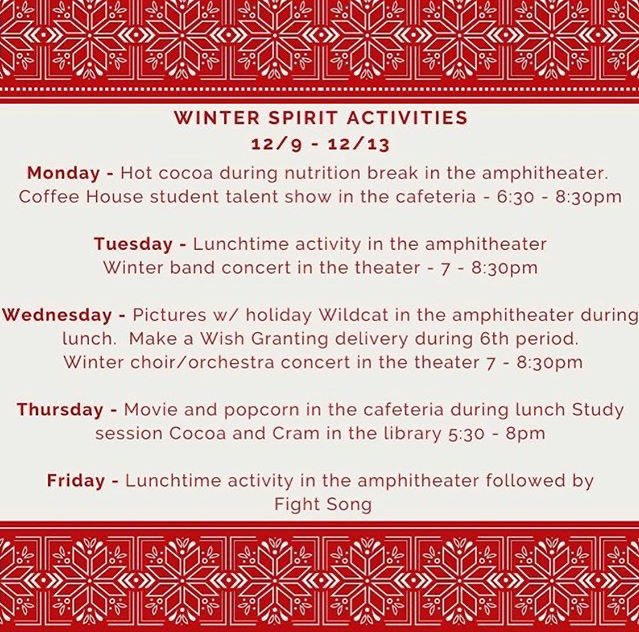 The holiday season is upon us. Here’s everything you need to know about spirit week next week.