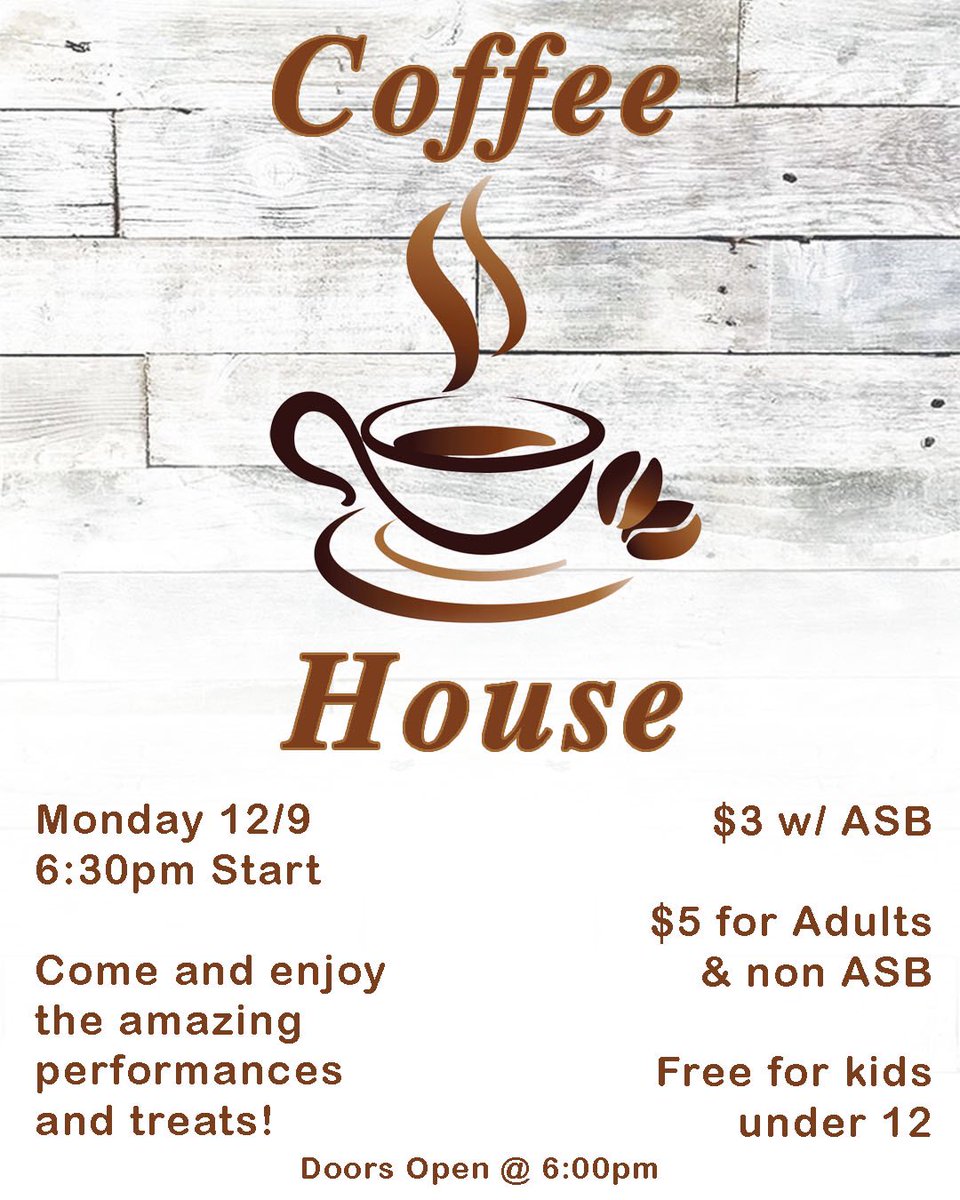 Come watch some amazing performances tomorrow night at coffee house