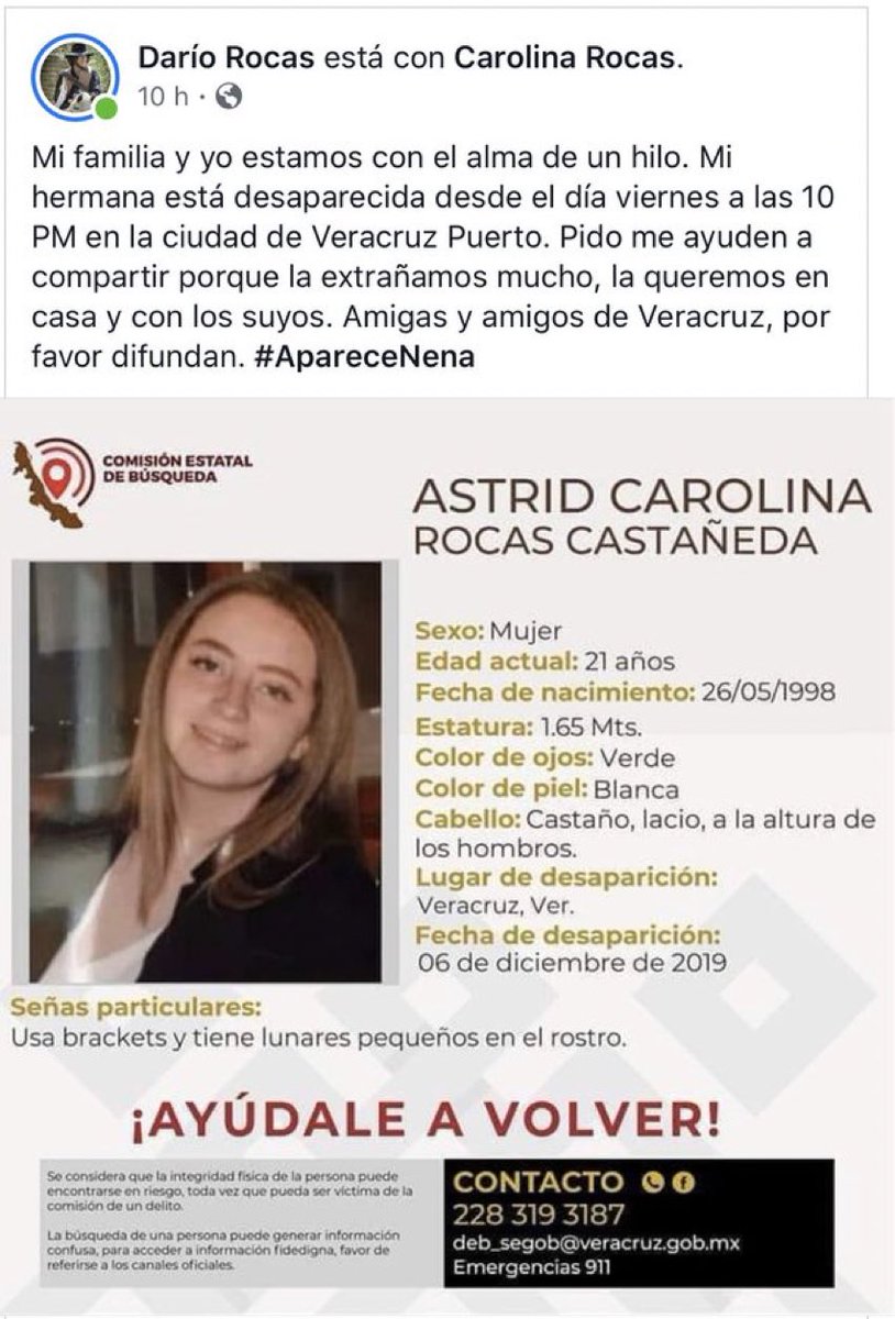 GlodeJo07's tweet image. Compartir puede no parecer mucho pero quizá signifique todo, háganlo por Astrid, por todas y todos los que han salido de casa para no volver.
Desapareció el viernes en Veracruz. 
#ApareceNena