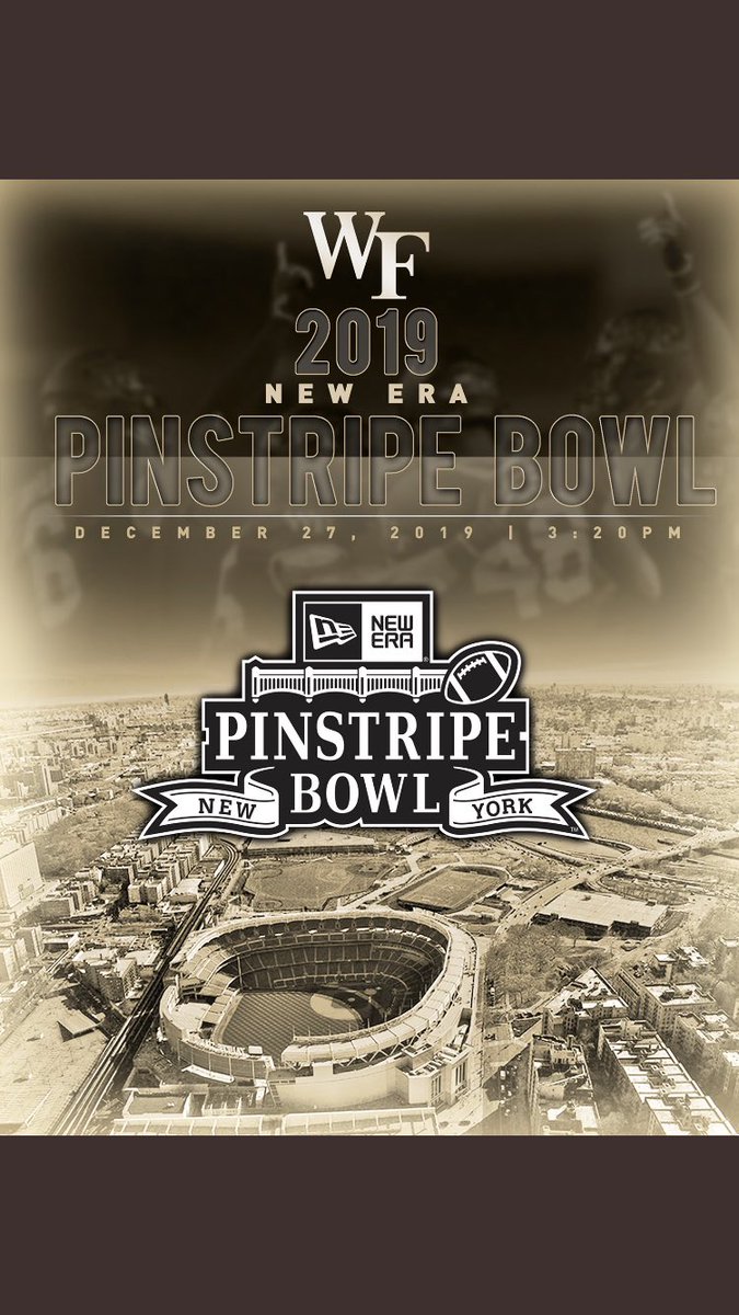 CoachClawson's tweet image. Honored to be invited to the @PinstripeBowl with @WakeFB.  Another great bowl opportunity with the Deacs!  Need Deacon Nation to show up loud and proud.  #GoDeacs