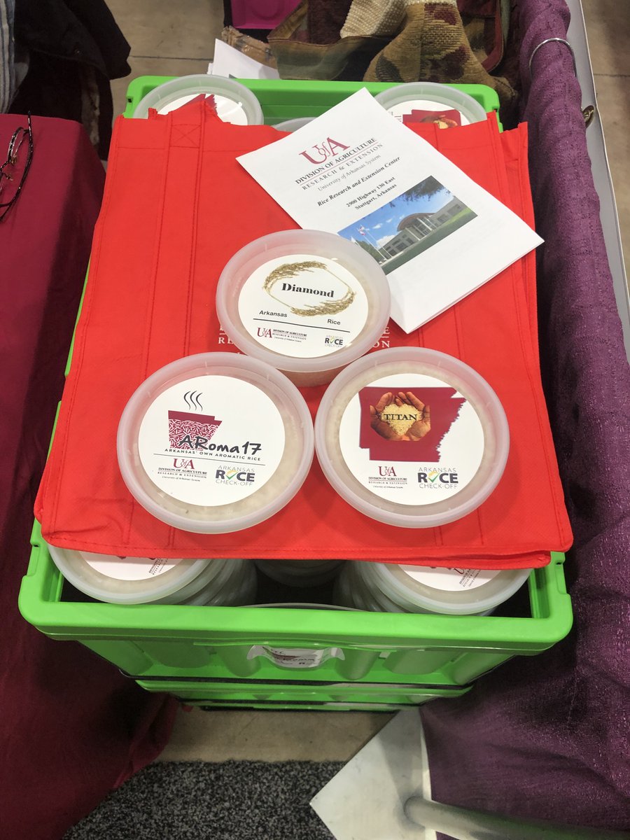Want to see how we do #rice in #Arkansas? Come by our booth at <a href="/Think_Rice/">USA Rice</a>!  We are handing out samples of #ARoma17 and other goodies!

<a href="/ArkAgResearch/">Arkansas Agricultural Experiment Station</a>  <a href="/Ark_VT/">Arkansas Variety Testing Program</a>