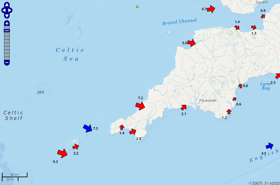 Nick_Ely's tweet photo. Significant wave 🌊 heights building now along the North coast of Cornwall on the nearshore wave buoy network.  Just double checked my knots &amp; lines 🤞 🌬️ Be safe out there #StormAtiyah As @CoastSafe_DandC says "stay clear of coastal areas until the storm has passed" https://t.co/BKJeIiONrf