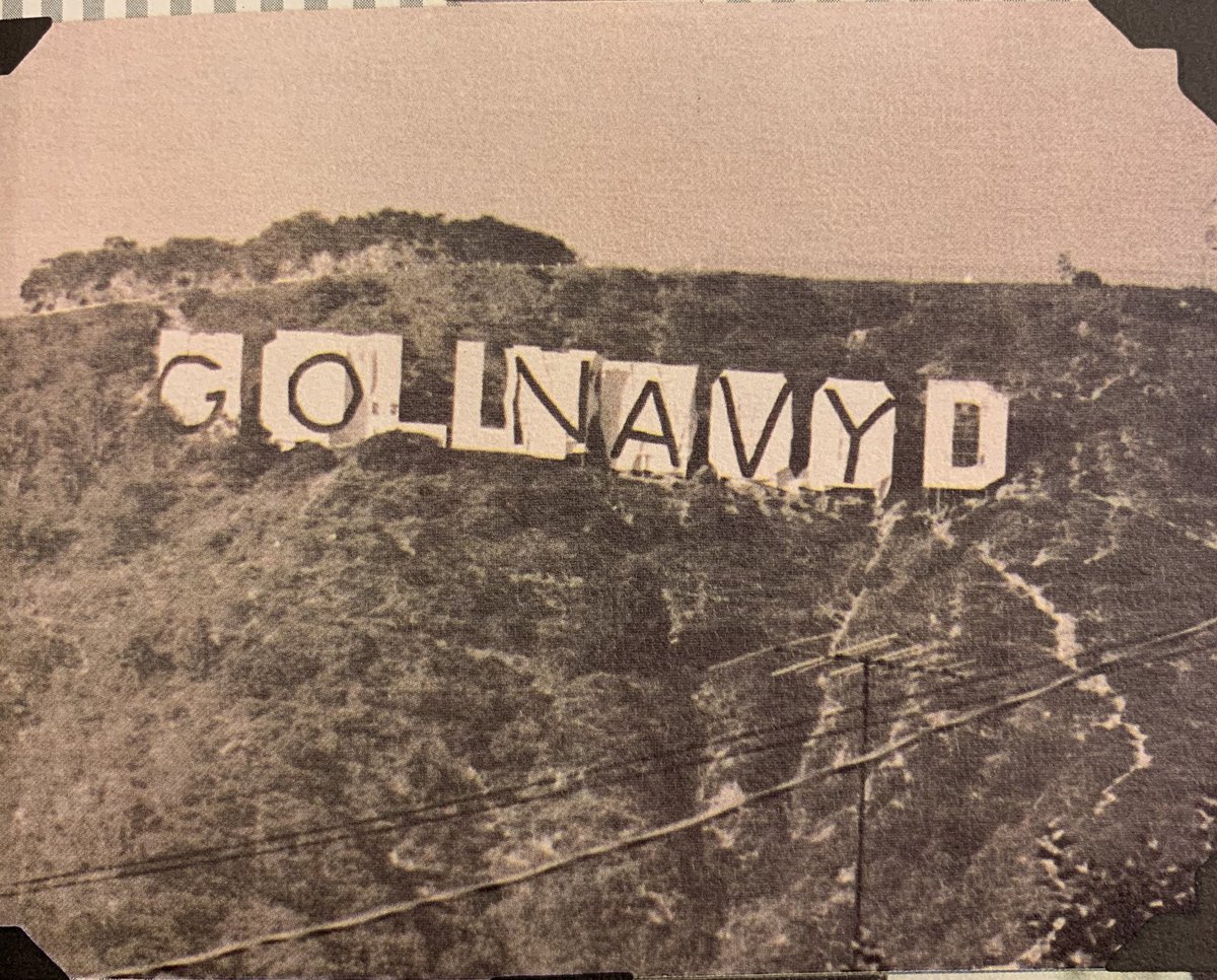 unsatMIDN's tweet photo. Before finals begin...

The 1983 Army-Navy game is the only game played west of the Mississippi River, hosted by the city of Pasadena. Midshipmen made quick work to let the city know who to cheer for. Eric Wallace would run the opening kickoff back for a TD. Navy won 42-13. https://t.co/0a4RTATnip