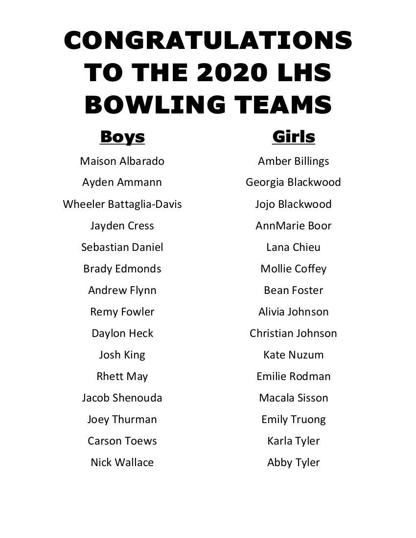 LawHS_Bowling's tweet photo. Here’s your 2020 Lions bowling team! 🦁🎳 @LawHS_Athletics FOR EVERYONE WHO MADE IT: The parent meeting is THIS Wednesday (12/11) @ 6:30 in the LHS library https://t.co/dzMBAvNLgC
