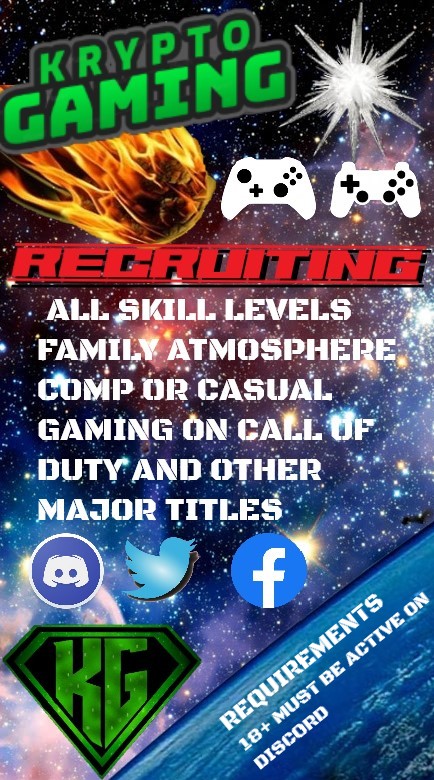 MadameCobra95's tweet photo. If anyone is looking for a gaming clan to join, support or follow. Check out @KryptoGaming3 👌🏻 https://t.co/tW5n7qqtnh