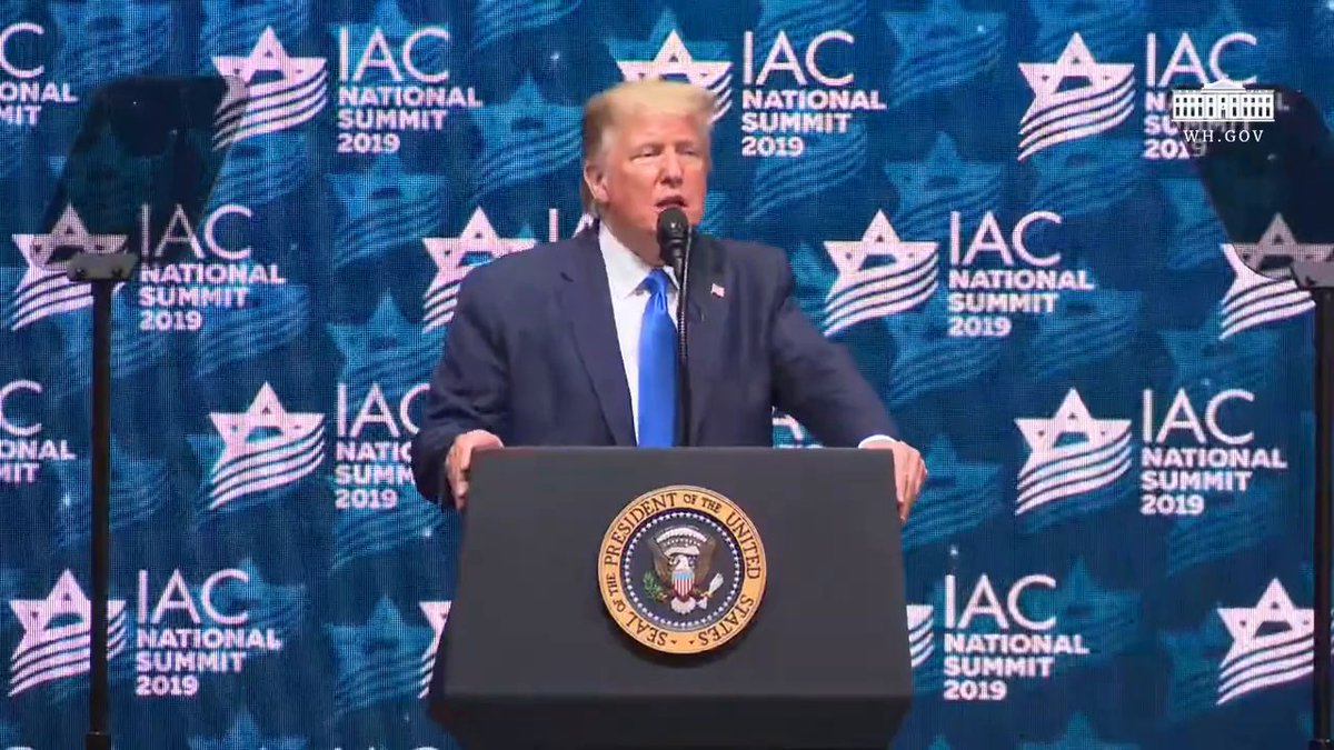 The White House (@WhiteHouse) on Twitter photo 08/12/2019 23:47:05 Yesterday, President @realDonaldTrump delivered remarks at the Israeli American Council National Summit. Yesterday, President @realDonaldTrump delivered remarks at the Israeli American Council National Summit.