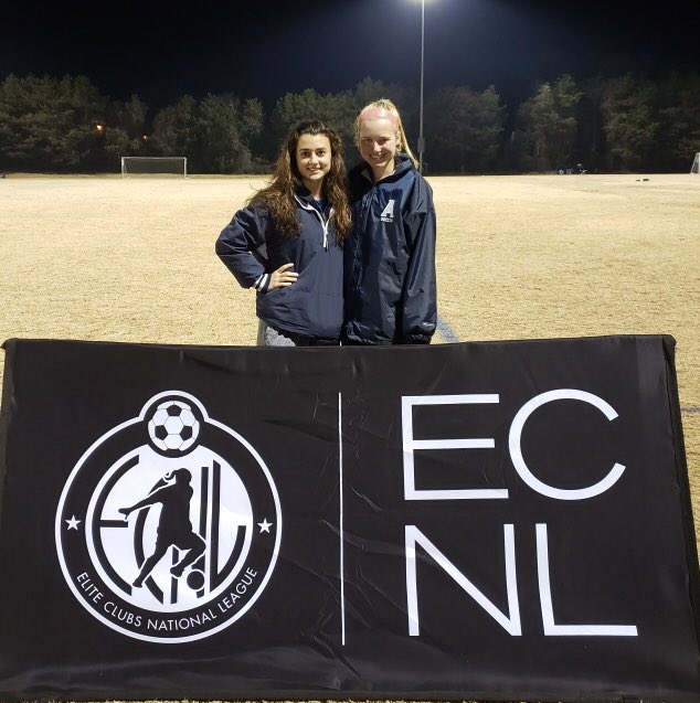 Newly elected GVS captains Karoline Conte ‘21 and Isobel Glass  ‘21 compete this weekend in @theECNL SC tourney. They’ll head home soon to join tri-captain Emma Fogg ‘21!