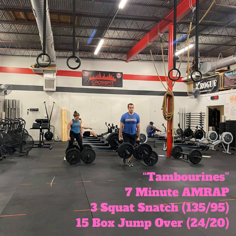 cfdowntownatl's tweet photo. WOD for 191208 “Tambourines” #AMRAP
#SquatSnatch #BoxJumpOver #crossfit #cfda #downtownatlanta #liftheavyrunfasthavefunbewell #liftheavy #runfast #havefun #bewell #cfdafamily #crossfitdowntownatlanta #cabbagetown #reynoldstown https://t.co/p7YRxf2nzk