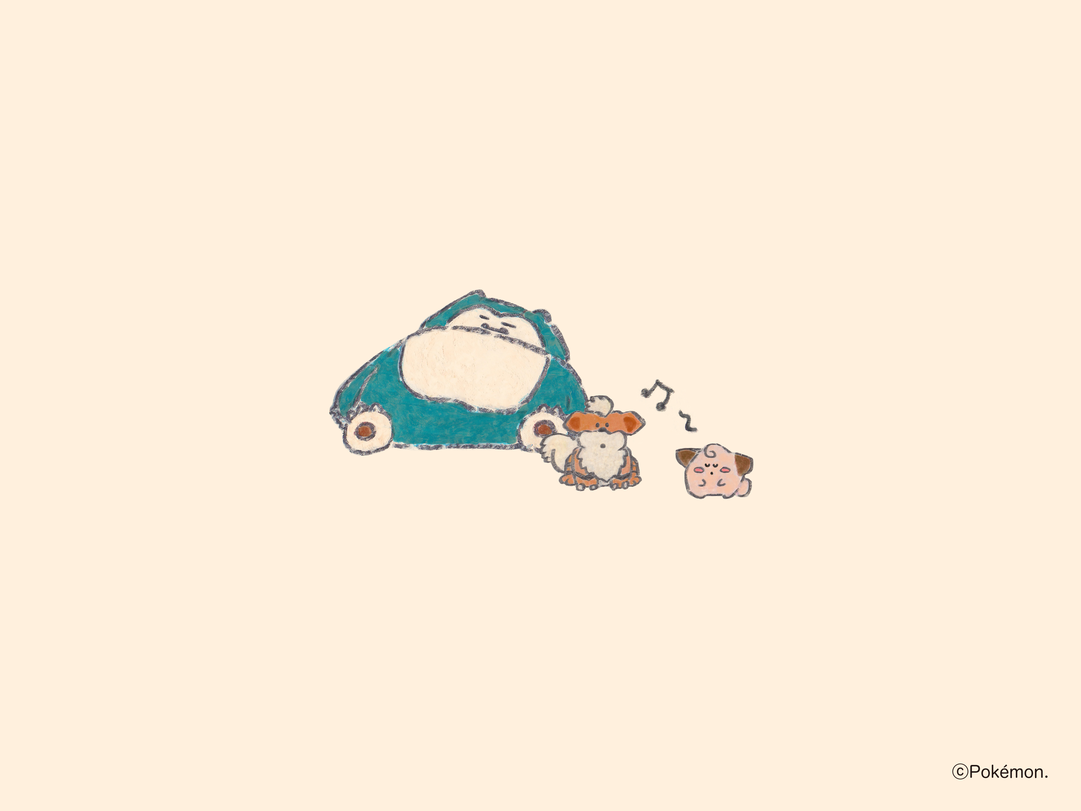 Twitter 上的 公式 ポケモン情報局 もくもくちゃん Mok2mok2 が描く カビゴン とポケモンたちの小さな小さな物語 ポケモン情報局 限定で 4つの物語をお届け 今日は 眠りを誘うわざ うたう を練習中の ピィ のお話 きみがそばにいてくれる