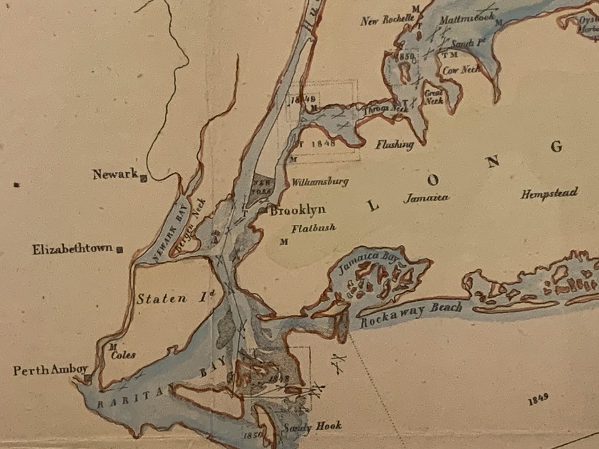cartercraft's tweet photo. We only need look back 150 years to see how we’ve dramatically altered th coastline. Every #waterfront development has #morphologic #hydrologic #ecologic impacts. Once aggregated, massive change in #nature & #space result. #plumbing wont solve th problem. #LiveWithWater #NYC #NJ https://t.co/PT1Js5bxiS