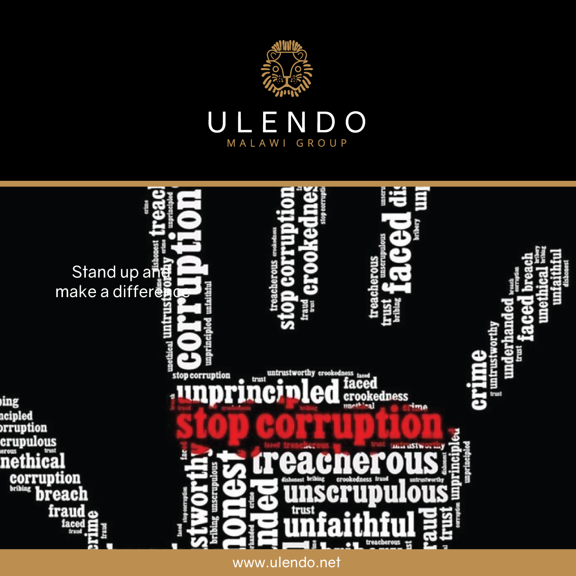 Ulendomalawi's tweet photo. Ulendo Malawi Group is  #UnitedAgainstCorruption.

The abuse of entrusted power for private gain costs people their freedom.

Corruption affects everyone, and everyone can take part in the fight against it.

#SayNoToCorruption #ReportCorruption #InternationalAntiCorruptionDay https://t.co/X9avceiJxB