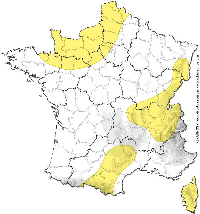 ChasingLive's tweet image. ⚠ Ce lundi : Averses nombreuses et parfois orageuses @KeraunosObs keraunos.org/previsions/pre…