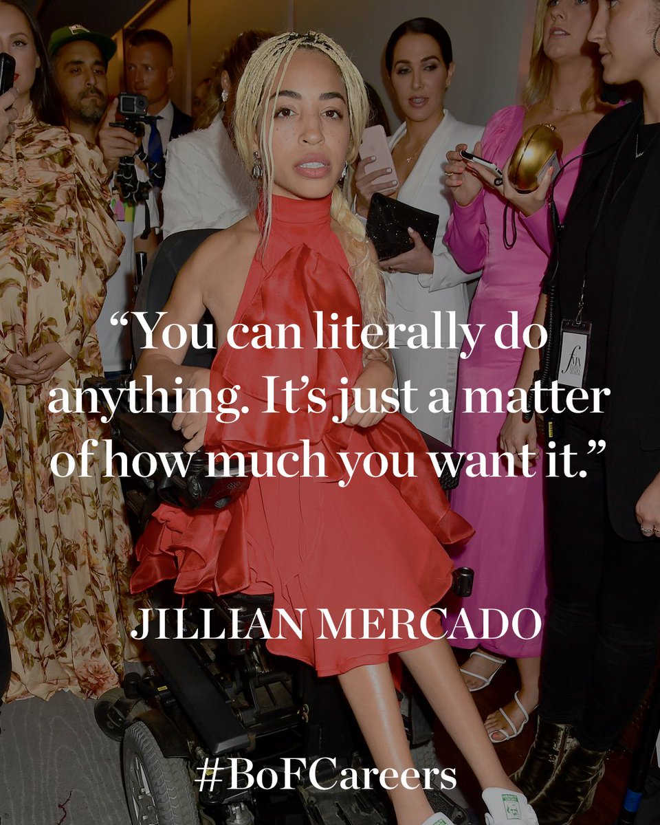 BoF's tweet photo. Today's #MondayMotivation comes from disabled Latinx model Jillian Mercado, who is an advocate for greater representation in the fashion industry. https://t.co/lwdxhtYYlz https://t.co/XcRRpPmvVN