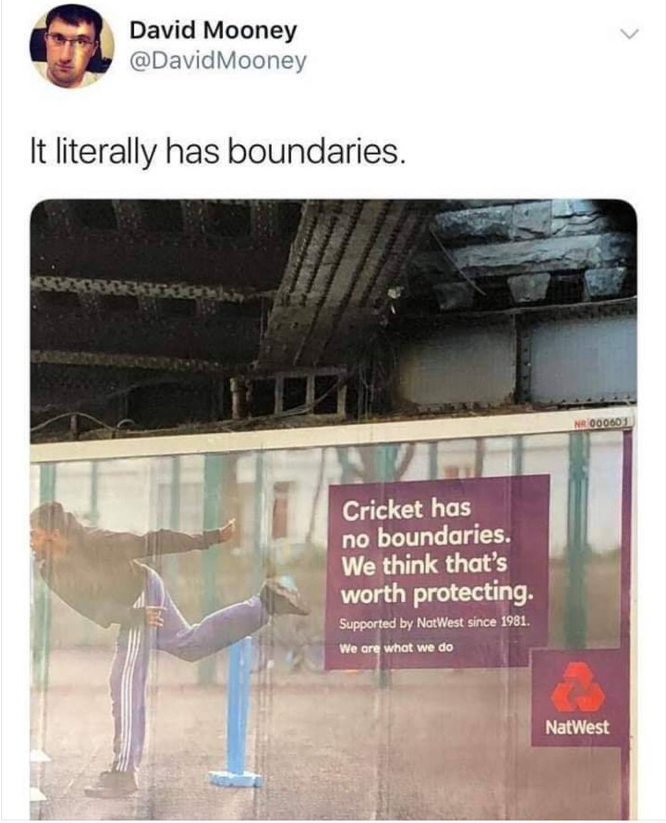 Just spat my tea out. 😂 @NatWest_Cricket @DavidMooney @AnnieChave @KatieMagnet @TheCricketerMag @root66 @Tim32_cricket @DatFatCricketer @cricketyorks @timbresnan @deaf_cricket @ECB_cricket @BillRoot66 @BumbleCricket @Stevo208 @MichaelVaughan @the_topspin @M_lawson24