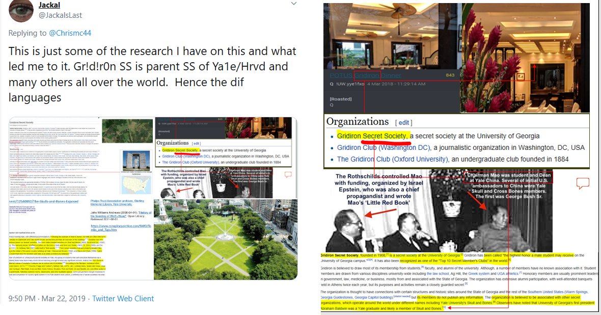 I have posted much about Gr!d!r0n in the past and how it connects to Ya1e/Hvrd  (Y/0wl). Interesting how so many big following Maga accts discredited my theory in the beginning. Very telling. Be careful who you follow-Q