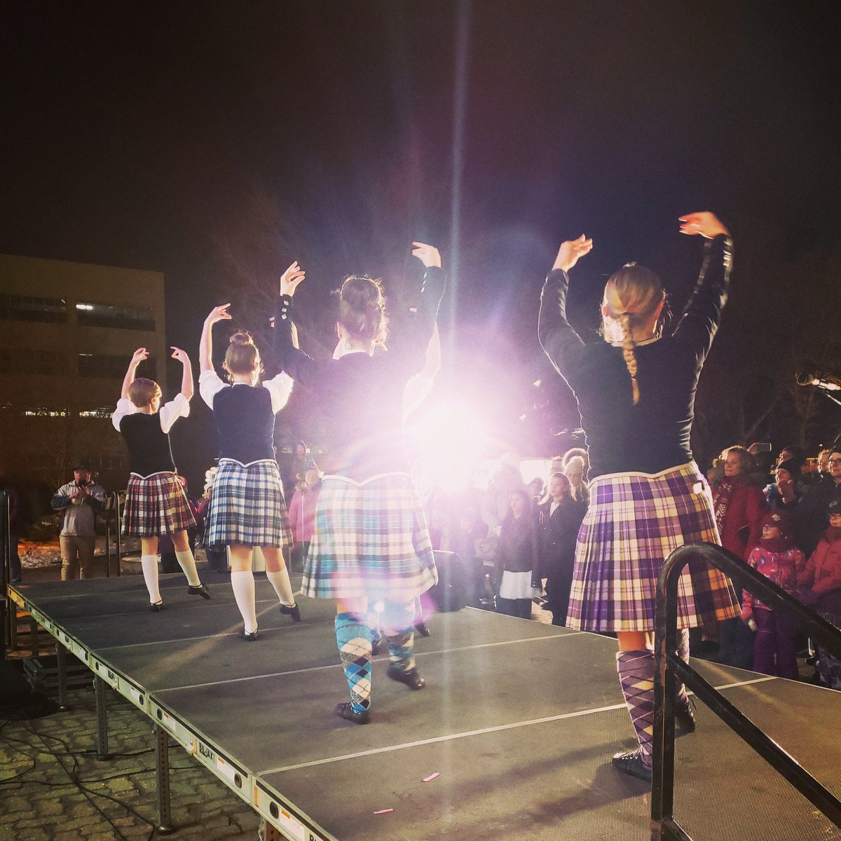 YQRscottish's tweet photo. Light the lights at city hall! RHDA dancers light up the stage! https://t.co/G9hSxlqNcD