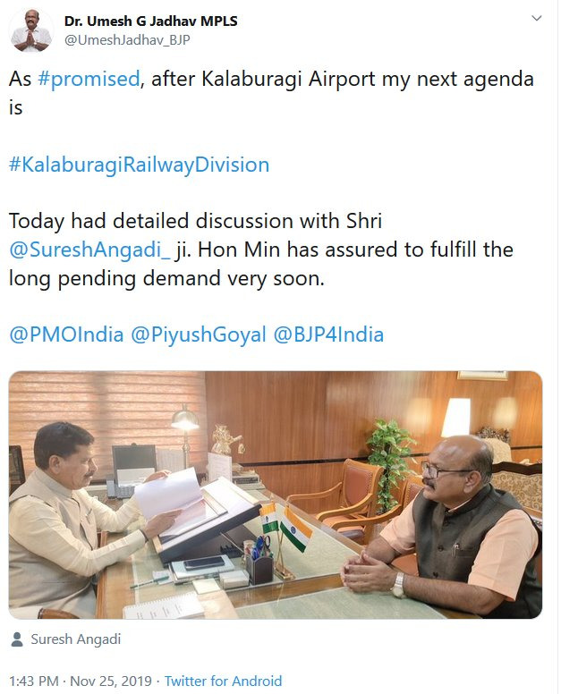 rlyhydka's tweet photo. @PiyushGoyal @PiyushGoyalOffc @SureshAngadi_ @UmeshJadhav_BJP @blsanthosh @AmitShah @narendramodi @PMOIndia @IR_CRB @CMofKarnataka @nrkbjp @JoshiPralhad Sir #Kalaburagi Railway Division is pending since almost 6 years.Request to operate it soon. #WeWantKLBGRailDiv . Its our dream https://t.co/vHtzZ44g7s