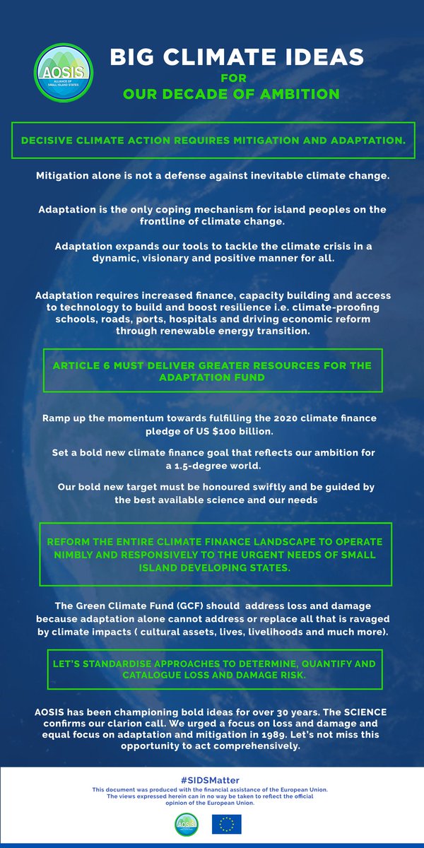 We starting week 2 @COP25CL We feel hopeful and strong. Find below the Big Climate Ideas important for #islands  @AOSISChair Please support #SIDSmatter #MAD4survival #smartislands @CcdJamaica