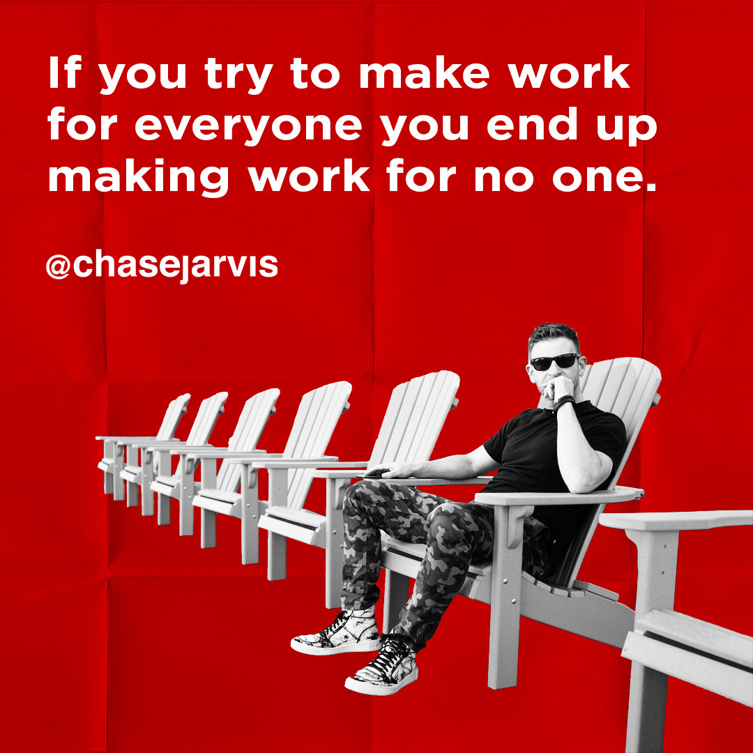 chasejarvis's tweet photo. There are billions of people on this planet. 
Stop making work for others – make YOUR work and you'll find YOUR people. 🙏 https://t.co/zICpxH7jzM