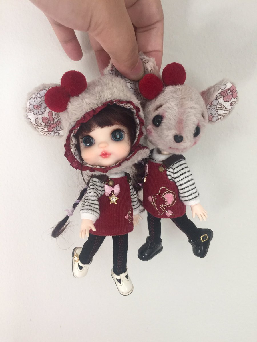 King830928's tweet photo. 😆😆😆Two mice #ob11 #obitsu11 #obitsubody #animaldoll #obitsudress https://t.co/0qzeUJYo4T