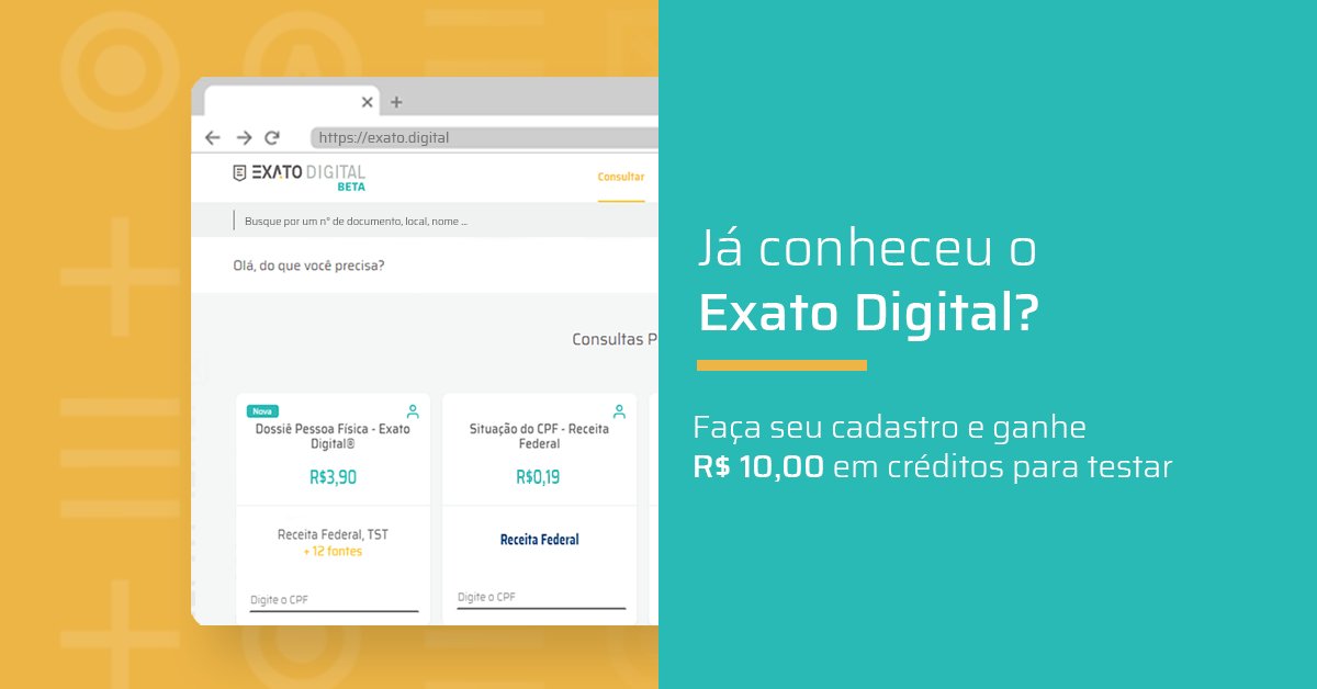 exato_digital's tweet photo. O #ExatoDigital é uma plataforma de checagem de dados sob medida para qualquer tipo de negócio. Você é nosso convidado para testar o Exato: faça seu cadastro gratuitamente e ganhe R$10,00 em créditos! Para conhecer, acesse https://t.co/3PwmMbJgFO  #ChecagemDeDadosAntifraude #KYC https://t.co/kusl3r0vce