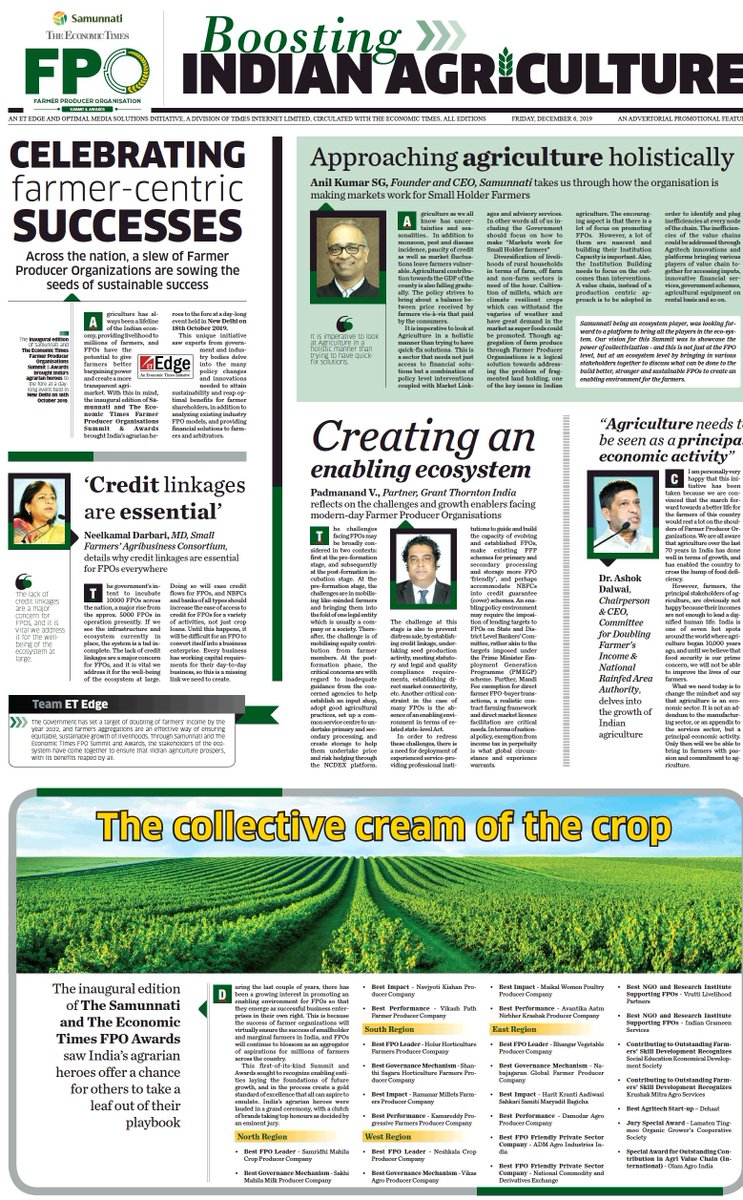 samunnati's tweet photo. #Samunnati and the #EconomicTimes launched the inaugural edition of the Samunnati – Farmer Producer Organisation Summit &amp; Awards 2019 on 18th Oct 2019 at ITC Maurya, Delhi. 

An article on #ETSamunnatiFPOAwards published in 
@EconomicTimes 

#LifeatSamunnati #Investedinyourgrowth https://t.co/0oitMLyCn1