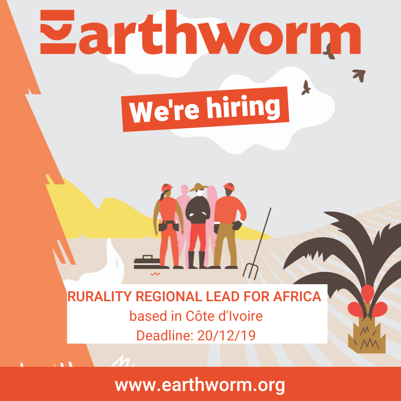 EarthwormAfrica's tweet photo. CALL FOR RECRUITMENT
@EarthwormGlobal is seeking a motivated 'Rurality Regional Lead' for #Africa, based in #IvoryCoast (#Abidjan).
To know more about the position, the responsibilities and the requirements, please click on the link below https://t.co/VMSPLNj2qS #job #application https://t.co/huMZHoCuZI