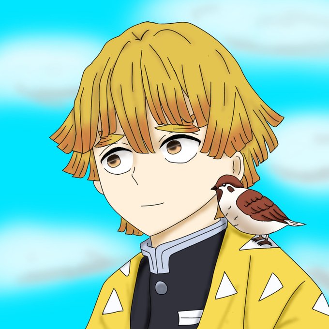 shionさんがTwitterに投稿した我妻善逸(鬼滅の刃)のイラスト。