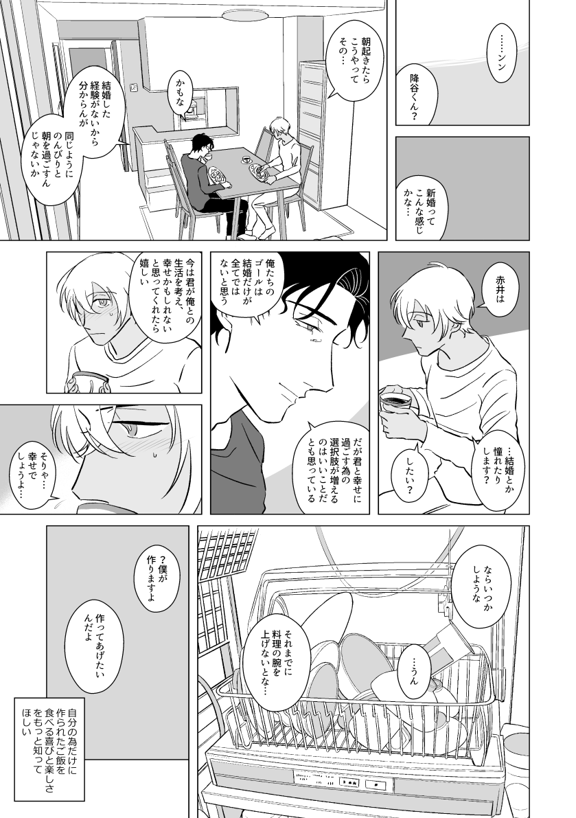 赤安 だから料理を頑張ろうとするアカイという内容に見せかけたただのイチャモーニング 