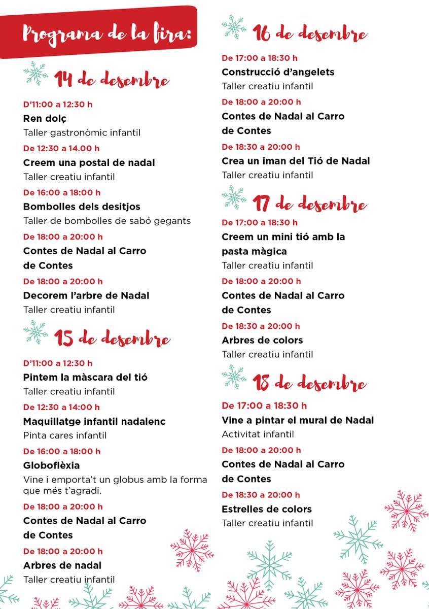 7vetes's tweet photo. Ja tenim la programació del Món del Tió de Rubí!! 🥳Activitats i tallers infantils, mercat d’artesania, el bosc dels tions, la casa de les fades i el Tió gegant!! Us ho perdreu?🙌
Recorda del 14 al 23 de desembre a la Plaça Dr Pearson de Rubí!😊

#Nadal #Mondeltio #Rubi #tió https://t.co/RanaB7GNar