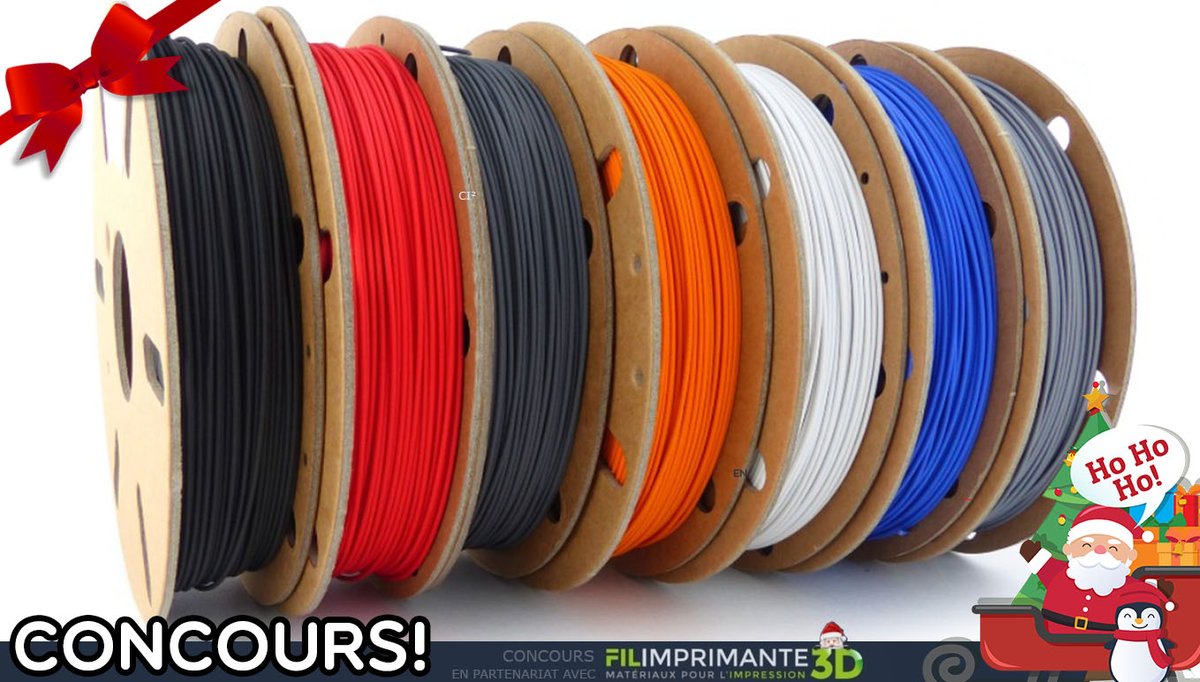 🎁 #CONCOURS de Noël !🎁

Gagne ce beau lot de 7 bobines de filament MAT !
Marque testée et approuvée par moi-même ! ^^

PARTICIPER :
- RT ce tweet
- Follow <a href="/Heliox_Lab/">Heliox</a>
- Follow <a href="/3DFilimprimante/">filimprimante3D</a>

Uniquement FR / BE
TAS et résultat le 15/12 ! 

Bonne chance à tous ! 🍀😊