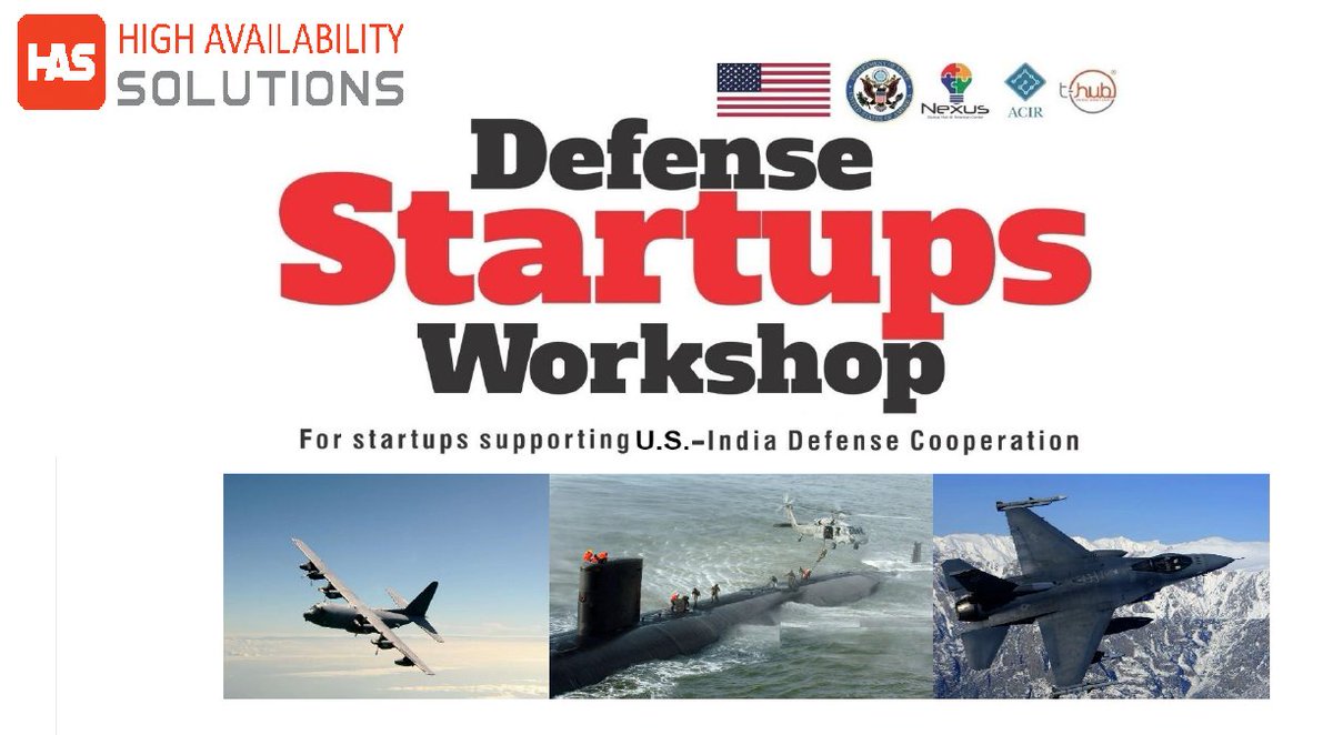 GAvailability's tweet photo. We are proud to announce that High Availability Solutions is among the 20 startups selected for 'Defense Startups Workshop' for startups supporting US-India Defense cooperation.
#DefenseStartups, #InnovatingForDefense, #highavailability, @nexusdelhi  @USAndHyderabad https://t.co/ZbKBjhuqN7