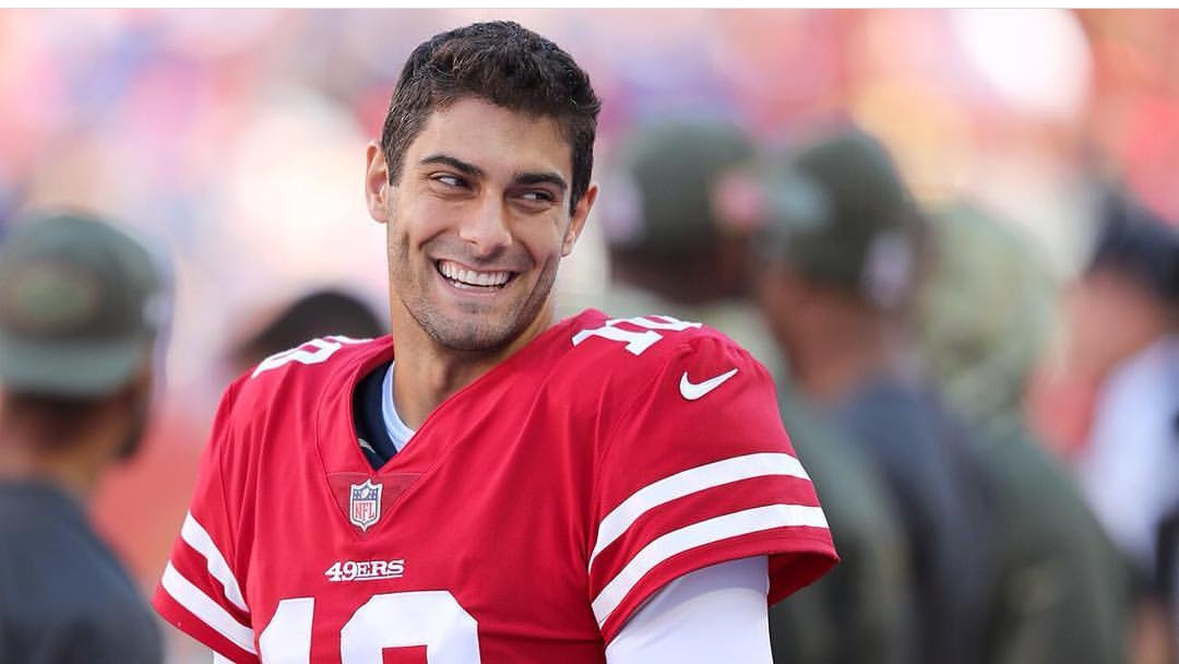 KeatonHill_AZ's tweet photo. Hey @BYU_HonorCode, will I get in trouble for kissing San Francisco 49ers QB Jimmy Garoppolo? https://t.co/qMHJOpOJLe