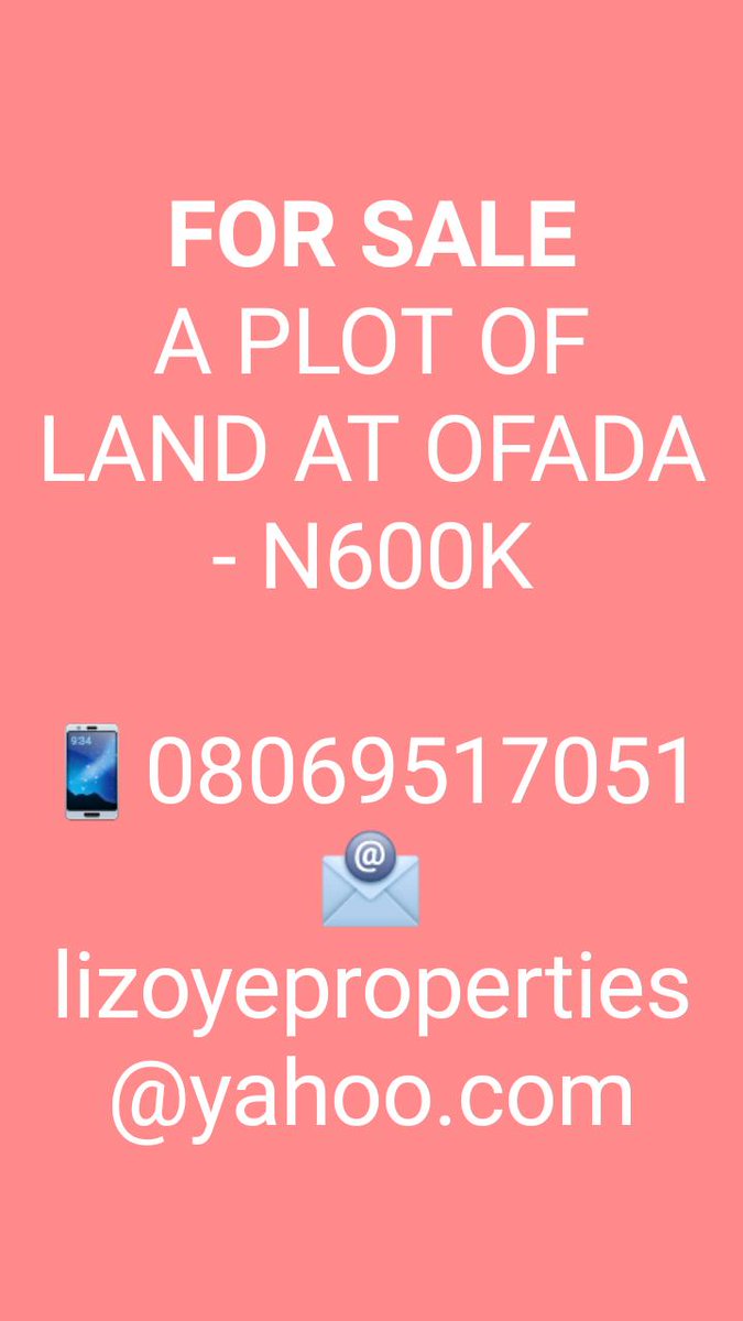 Lizzyangelt's tweet photo. Affordable plot of land in Ofada, Ogun State
Price : N600k
For details, please call 08069517051
#landinofada #mowe #affordablehousing2019 #YearOfReturn2019 #propertyinvestment #ogunstateproperties #investors #investinproperties https://t.co/uevY8MQKsv