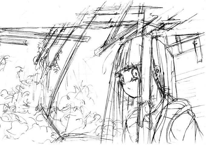 下書き。

久しぶりのバストアップ構図。
漫画のネームのほうでは頻繁に出てきますが・・・。

バストアップ構図は、全身絵・引き絵に比べて、
すごく描くのが早くて楽で・・・そして楽しい。

でも、今までは「楽しかった」で終わっていたから、
これからは何か構図や表現的に、ひと工夫欲しい。 