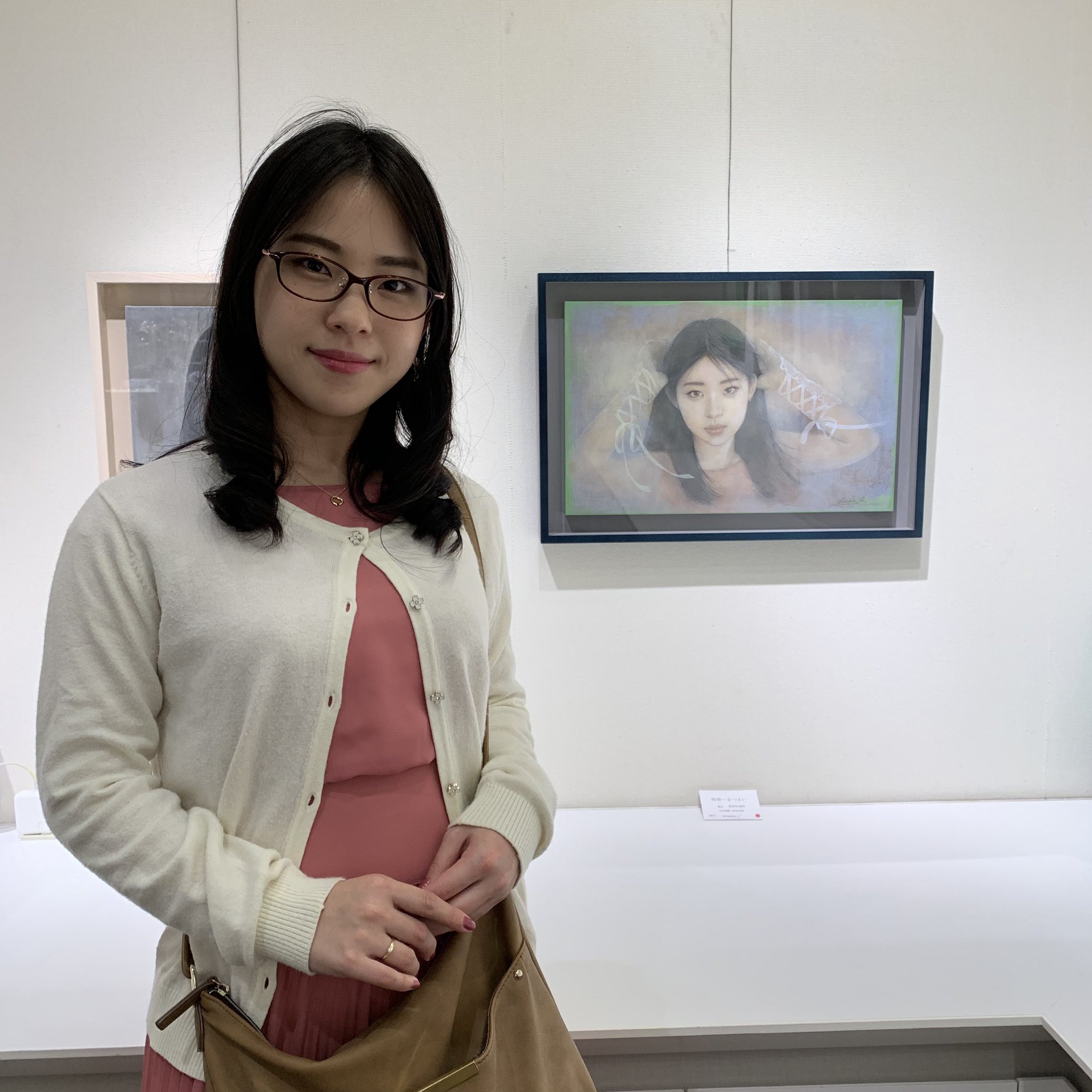 粉川江里子「白く…1」油彩 2015 証明書付 真作保証 ブレイク前夜 美人画ボーダレス 『粉川江里子』 小夜曲