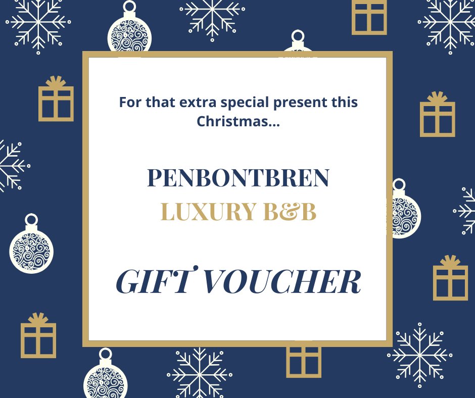 penbontbren's tweet photo. Treat someone special this Christmas with a Penbontbren #GiftVoucher 💝 They can be for any amount. Just call  01239 810248 or email contact@penbontbren.com Payment is easy &amp; the voucher can be emailed in minutes (or posted at no extra cost). #ChristmasGifts #LuxuryGifts https://t.co/8j3fYNqbPR