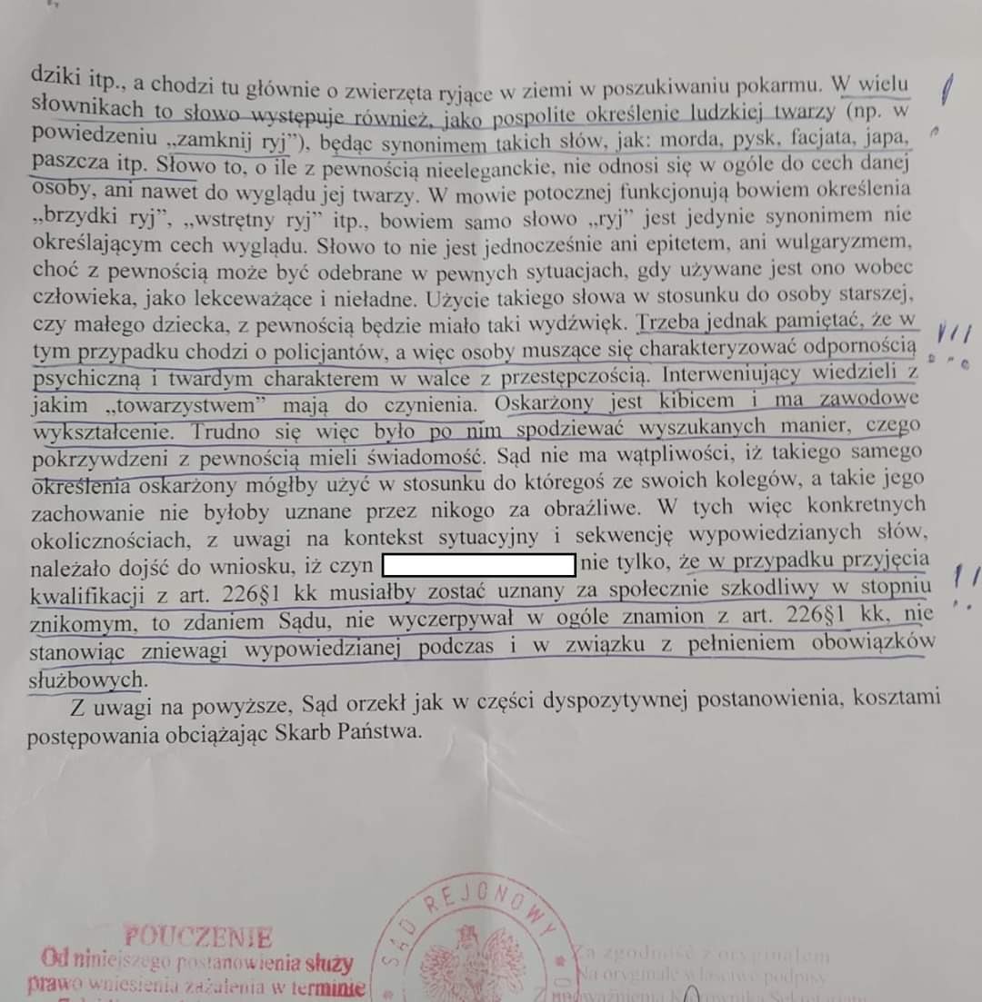 „Uzasadnienie orzeczenia Sądu w sprawie znieważenia policjantów przez chuligana” - nie komentujemy. Zapewniamy jednak, że policjanci mają pełne wsparcie kierownictwa <a href="/PolskaPolicja/">Polska Policja 🇵🇱</a> które nigdy nie będzie przyzwalać na kierowanie pod adresem policjantów jakichkolwiek wyzwisk!