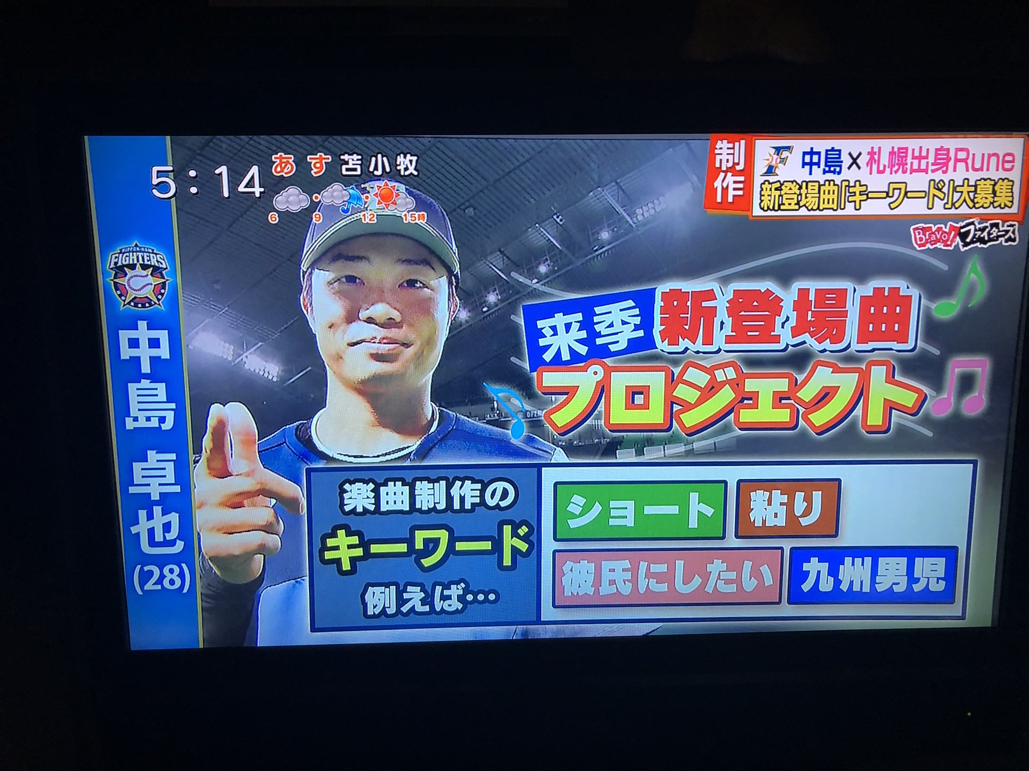 カウンター嬢 中島卓也 Runeで今日ドキ内で来季新登場曲プロジェクトですって 楽曲制作のキーワードをメールで募集するそーです Hbctv Bravofighters 今日ドキッ 中島卓也