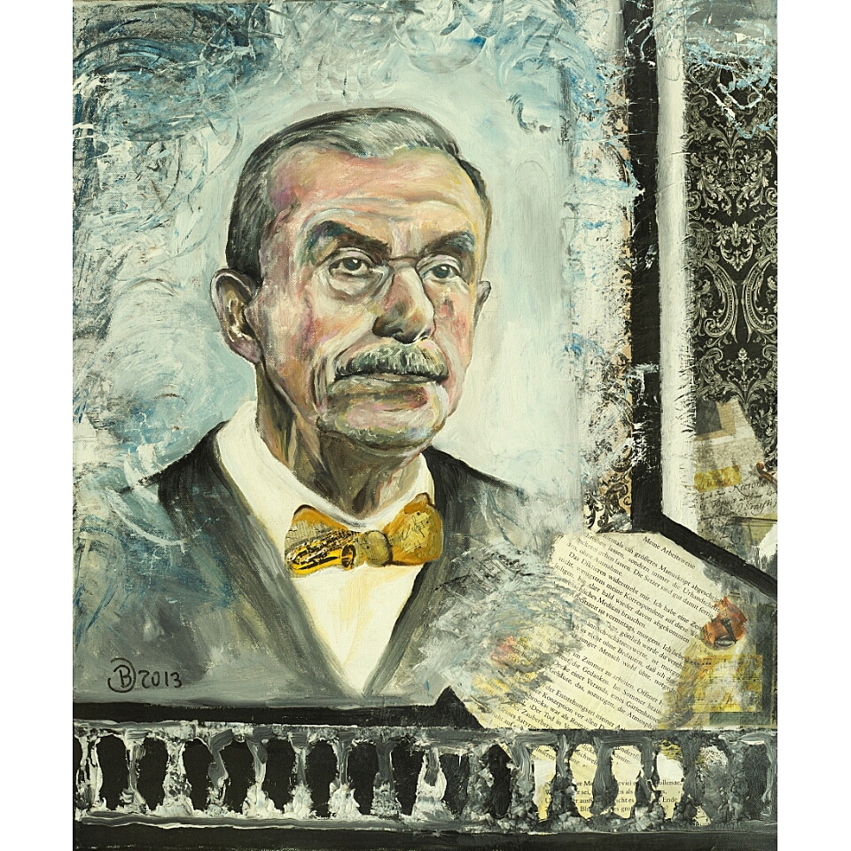 A portrait of Thomas Mann (1875 in Lübeck - 1955 in Zürich).
.
oi/collage on canvas, 2013
.
#brigittedietz #portrait 
#portraitpainter #portraitpainting #portraitmaler #thomasmann #writer #Buddenbrooks #deathinvenice #dertodinvenedig #derzauberberg #themagicmountain #Mann