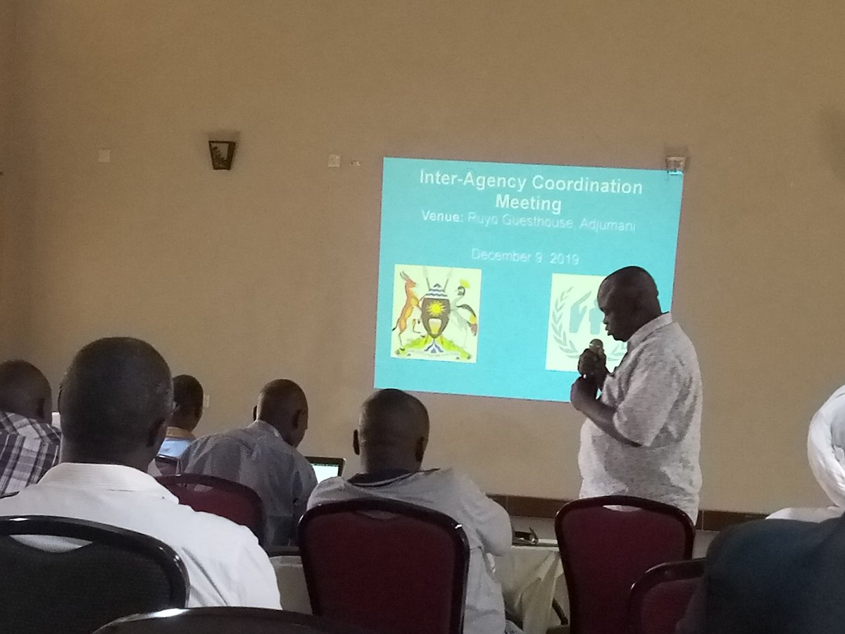 odida_ronald's tweet photo. Inter Agency Coordination Meeting 4 last Qtr2019 on going in @adjumani_local, key deliberation on overall operation @OPMUganda reporting a total of 209,337 refugees in Adjuamni with a daily influx of 46 new arrivals @refugeelawproj well represented by @Esthertim1 @odida_ronald https://t.co/BnJYOsJRaD