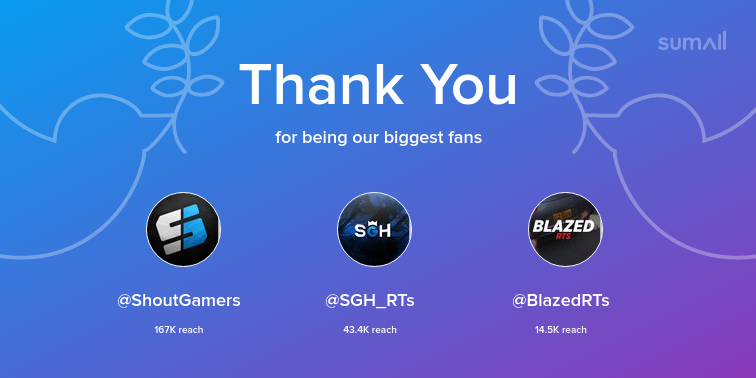 2SpawnNoob's tweet photo. Our biggest fans this week: ShoutGamers, SGH_RTs, BlazedRTs. Thank you! via https://t.co/RVh1iTZ7YS https://t.co/2pgxO69kZD
