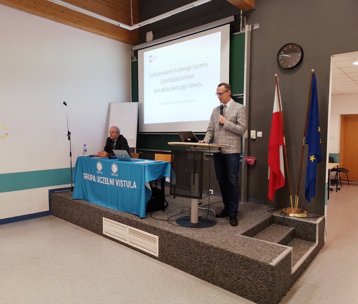 ICCSS_EU's tweet photo. #Cybersecurity conference was started. First panelist, Mr. Marcin Domagaลa from @MC_GOV_PL about the national cybersecurity system and it's further development plans. #ICCSS #ChemicalSecurity #IndustrySecurity @uczelniavistula https://t.co/mGCWQpvYr0