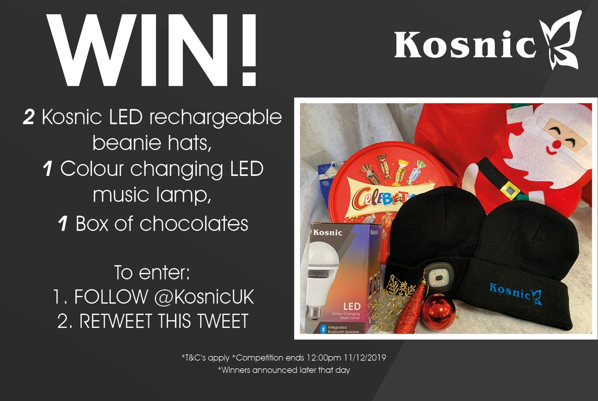 CHRISTMAS COMPETITION TIME!
Kosnic are giving away a selection of goodies to 5 lucky winners...

All you need to do to enter is simply RT and follow us; <a href="/KosnicUK/">Kosnic Lighting Ltd</a> (if you haven't already)
T&amp;C's apply bit.ly/2KWfZ1z 
Ends 12:00pm 11/12/2019
 #WIN #Christmas #competition