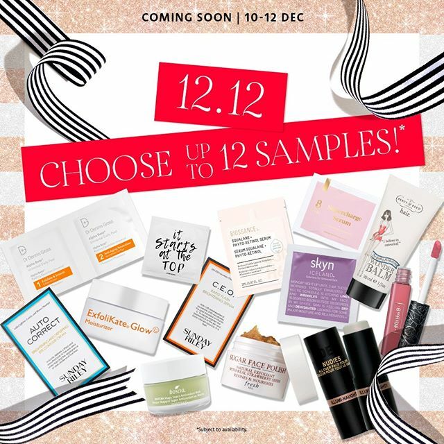 sephoraph's tweet photo. Get ready for a sample frenzy! From 10-12 Dec, choose up to 12 samples at checkout.* Get 6 samples with any purchase, plus spend ₱3,000 and get 6 additional deluxe samples. #Sephora1212 #SephoraPH https://t.co/vqxL0DA4UK https://t.co/pxIAJrRBRx