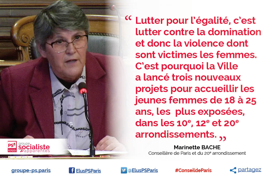 .<a href="/marinettebache/">Marinette BACHE</a>
👉 Lutter pour l’égalité, c’est lutter contre la domination et donc la violence dont sont victimes les femmes. C’est pourquoi <a href="/Paris/">Paris</a> lance 3️⃣ nouveaux projets pour accueillir les jeunes femmes de 18-25 ans dans les 10e, 12e et 20e arrondissements.
#ConseilDeParis
