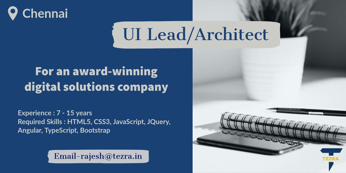 Tezrarecruiter's tweet photo. #hiring #uilead #architect #chennai https://t.co/ubzpWZKhft