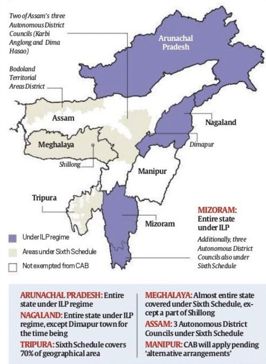 Kabir Firaque on Twitter: "In this Northeast map, the white areas are where CAB will apply. Once Manipur gets an ...